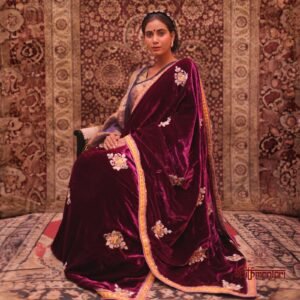 Sea Green Organza Silk Saree with Handcrafted Zari Motifs