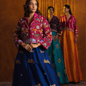 Bottle Green Organza Silk Saree with Rich Zari & Floral Embroidery