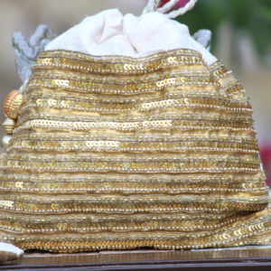 Noor Kanak Gold Potli with Luxe Sequin Layers (Designer Ethnic Clutch)