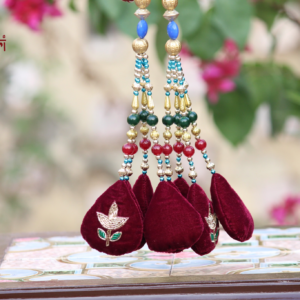 Meher Gulrang Royal Latkan Set with Multicolor Beads, Velvet Petal Tassels & Zari Detailing (Premium Ethnic Accessory)
