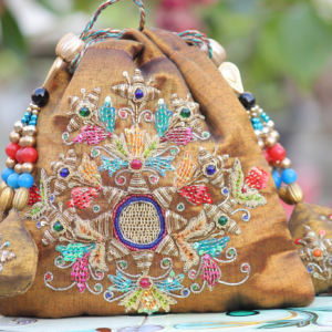 Elegant Multicolor Embroidered Potli Bag with Zari, Beads & Stone Detailing (Traditional Ethnic Clutch)
